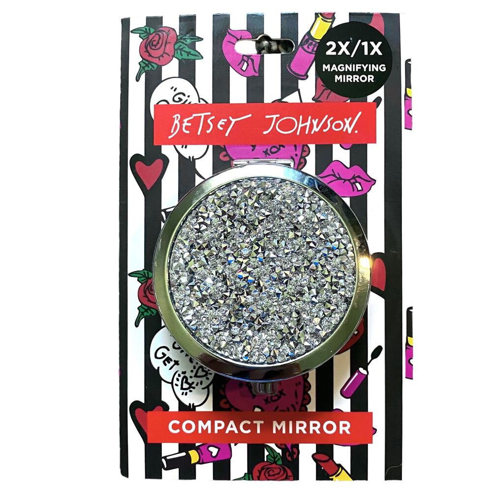Betsey Johnson Silver Glitter Compact Mirror